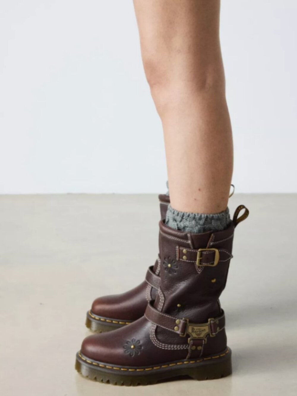 DR. MARTENS Anistone Hi FLOWER 🌺 Harness Biker Boots MSRP$340 ~ Limited Edition - Picture 2 of 16